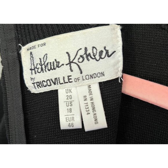Vintage 80's Arthur Kohler Black Long Sleeve Knee Length Wool Blend Dress Size 1 - Picture 7 of 11